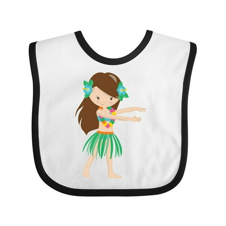 

Inktastic Brown Haired Hula Girl Gift Baby Girl Bib