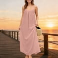 thumbnail image 4 of JGGSPWM Womens Backless Dress Lace Sleeveless Summer Dress Fashion Cami Dresses Spaghetti Strap Flowy Long Sundress with Back Tie Pink XL, 4 of 9