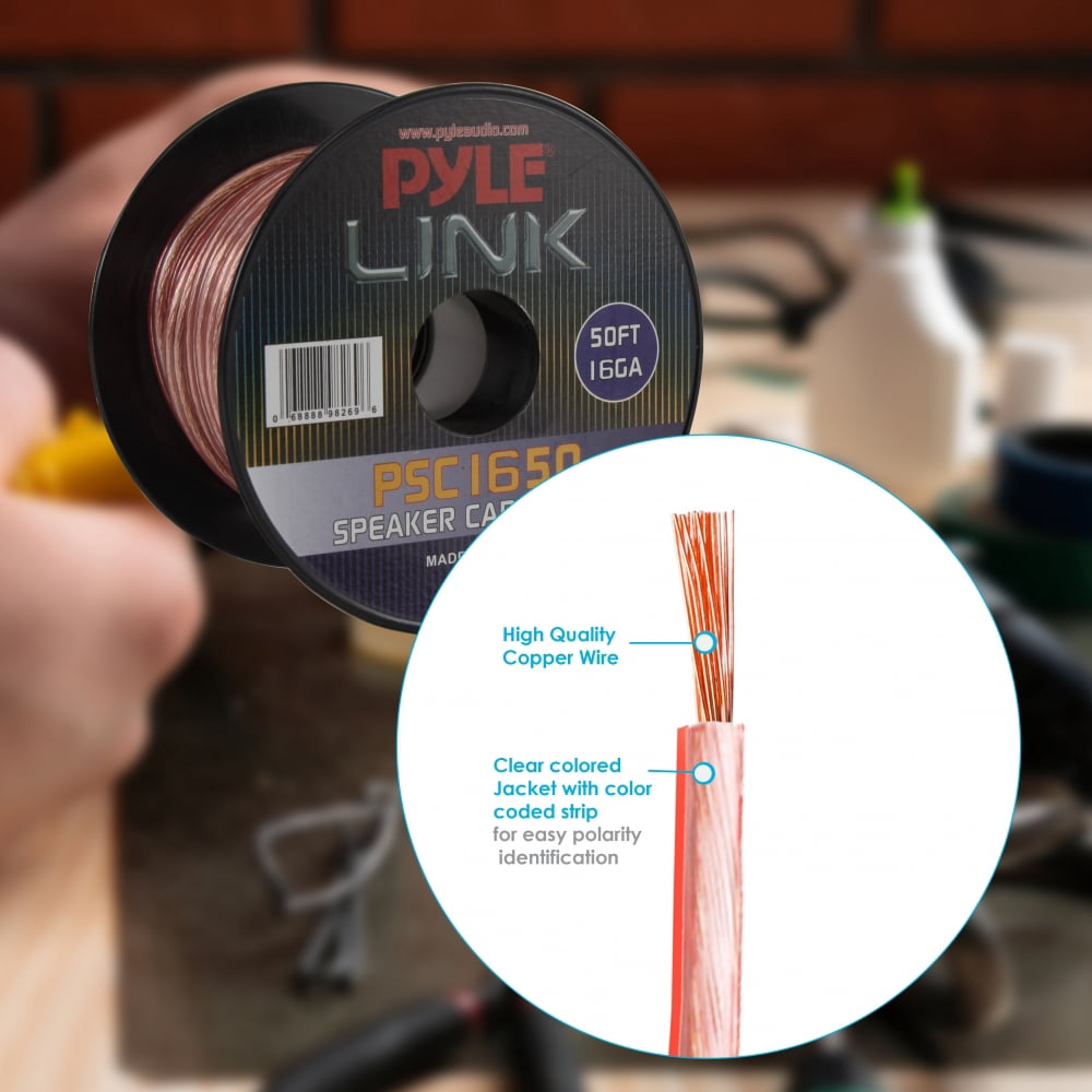 PYLE PSC1650 - 16 Gauge 50 ft. Spool of High Quality Speaker Zip Wire