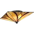 thumbnail image 5 of Tiffany Geometric 2-Light Flush Mount Ceiling Light in Valiant Bronze with Classic Patterns Glass Shades 15 inches W X 6.5 inches H Bailey Street Home, 5 of 6
