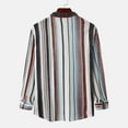 thumbnail image 4 of Solid Color Cotton Linen Shirts for Men Long Sleeve Button Down Blouse with Pockets Stand Collar Casual Loose-Fit Tops, 4 of 7