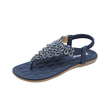 

TUOBARR Women s Flats Sandals Women s Summer Sandals Casual Bohemia Wedge Shoes Comfortable Ankle Strap Outdoor Platform Sandals Blue