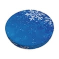 thumbnail image 1 of Balery Blue Christmas With Snowflakes Fundas de asiento para taburete de bar redondo de tela de terciopelo ajustables que protegen de arañazos y manchas para sillas de 14 a 17 pulgadas.-14 inch, 1 of 7
