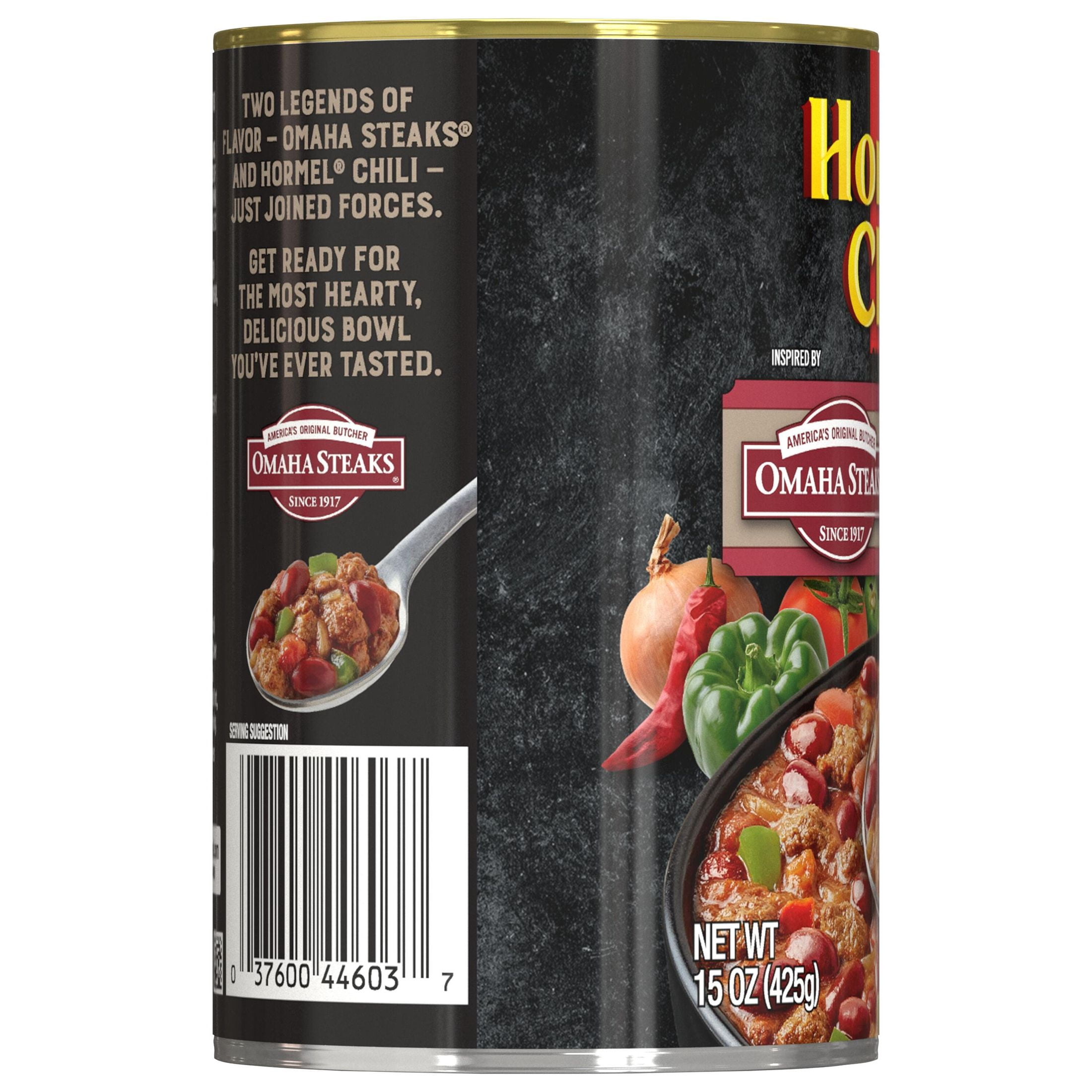 (4 pack) Hormel Chili Omaha Steaks Beef Chili With Beans, 100% Natural, Canned Chili, Shelf Stable 15 oz Can