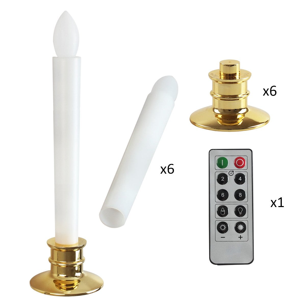 Gamexcel Flameless LED Window Candle Lights, Gold Base, Remote Timer, Warm White, 6 Count