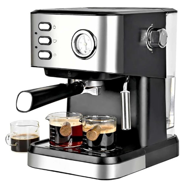 Cafetera Express Automático,850W, Presión 15 Bares, Depósito de 1.8L, Brazo Doble Salida,Superficie