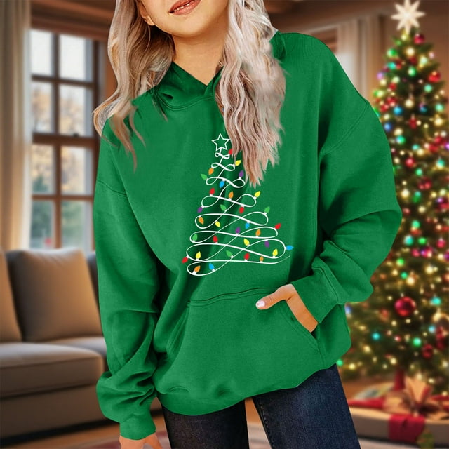 Sudadera con capucha para niños, camiseta de manga larga con estampado navideño, adecuada para niños y niñas, sudadera con capucha para niñas, parte superior de poliéster.