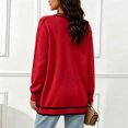 thumbnail image 5 of Otvok Womens Long Sleeve Knit Cardigan with Pockets, Ladies Contrast Strip Trim V Neck Pearl Button Open Front Sweater, 5 of 7