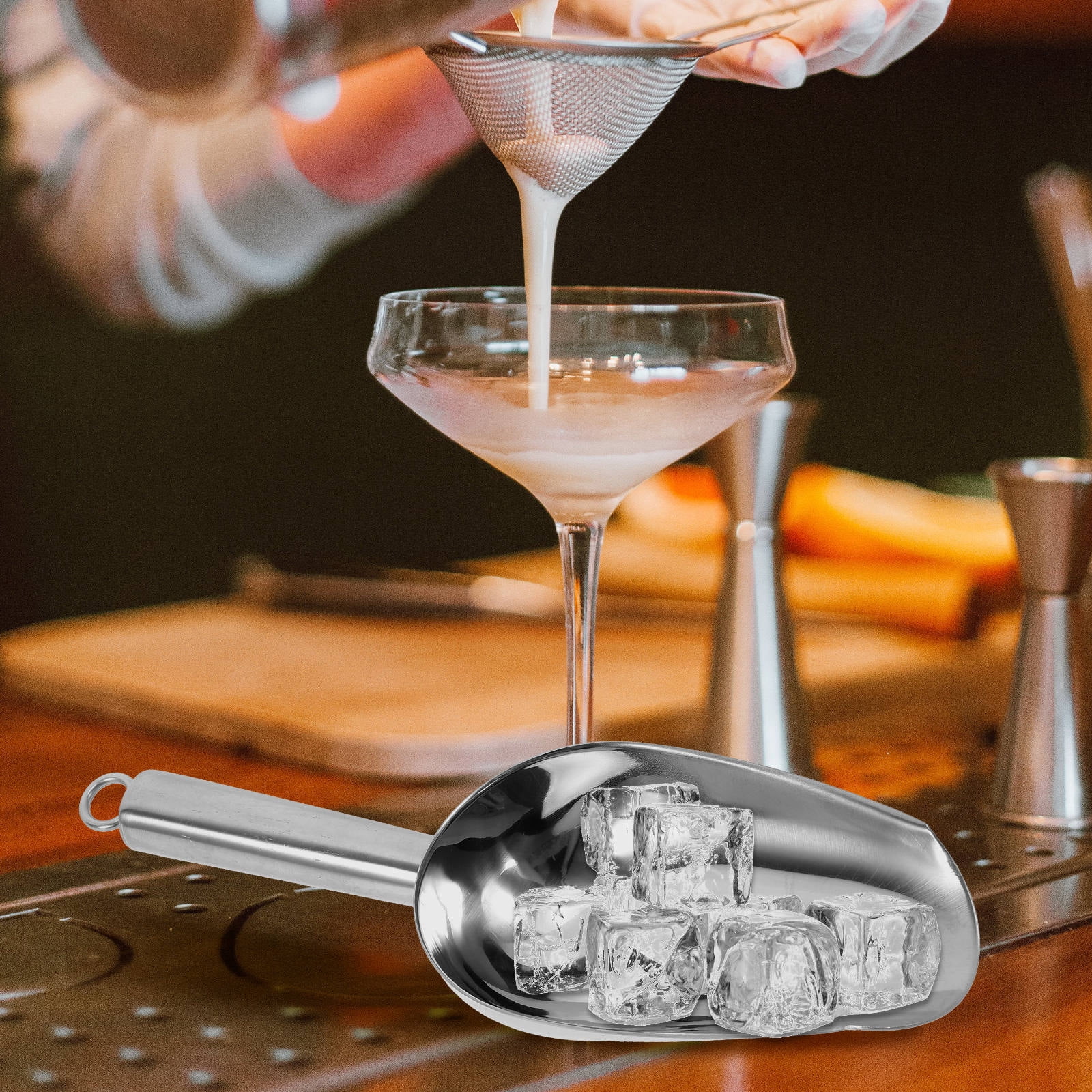 HEMOTON 1 Set Crushed Ice Bags Bartender Scoop Clip Mallet Restaurant Bar Ice Bags