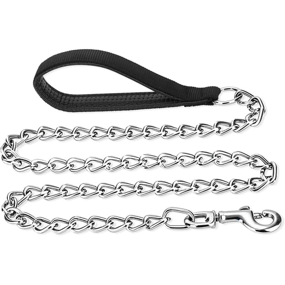 6ft Metal Chain Heavy Duty Dog Leash, Chew Proof Chain Dog Leash with Padded Handle for Large & Medium Size Dogs