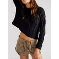 thumbnail image 4 of Women'S Oversized Fall Sweaters Casual Long Sleeve Crewneck Chunky Cable Knit Pullover Tops Winter Clothes Black S, 4 of 8