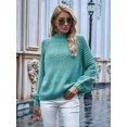 thumbnail image 6 of Womens Turtle-Neck Oversized Sweaters Casual Long Sleeve Pullover Loose Chunky Knit Jumper Green L, 6 of 9