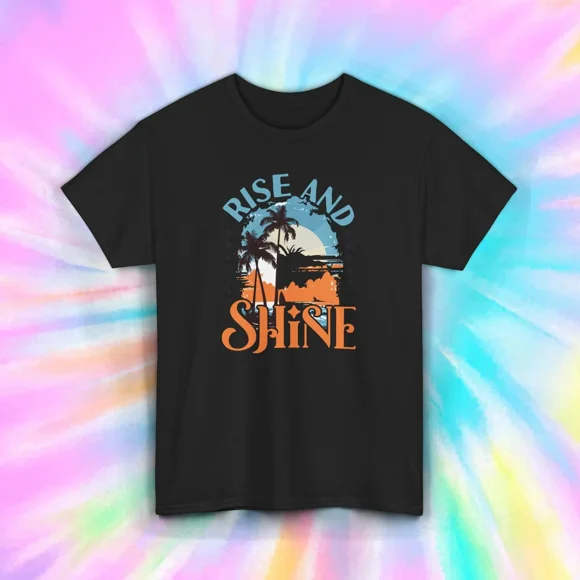 Rise and Shine Vintage Beach Sunrise Graphic Apparel Unisex T-Shirt S-5XL M13305