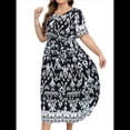 thumbnail image 3 of Vestido de Verano Holgado Informal de Corta con Corte A y Corte en A para Mujer, Talla Grande y Negro XXXL, 3 of 8
