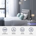 thumbnail image 3 of ZAFLY King Size Bed Frame, Upholstered Platform Bed Frame with Adjustable Headboard/Diamond-Shaped Button Tufted Bed Frame with Wood Slat Support/No Box Spring Needed(King, Light Grey), 3 of 7