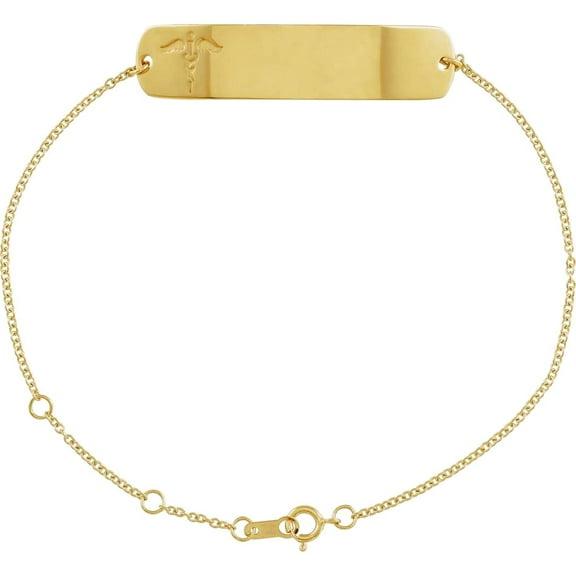 925 Sterling Silver 18k Yellow Gold Plated No Customization Polished Curved Medical ID Bracelet Identification Bracelet