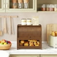 thumbnail image 3 of Bread Box, Bamboo Bread Box for Kitchen Countertop, 2 Tier Roll-Top Bread Bin, Food Storage Box, Large Capacity Keeper, Wooden Storage Cabinet, for Kitchen, Dining Room, Brown BR13MB01, 3 of 18
