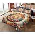 thumbnail image 4 of Ambesonne Floral Fitted & Top Sheet Set with Shams, Botanical Colorful Circle, Orange Evergreen Pink, 4 of 5