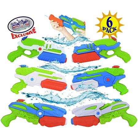 Matty's Toy Stop Water Gun Blasters 17oz Water Capacity Deluxe Battle Bundle 6 Pack