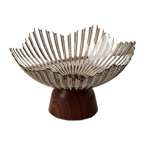 Bandeja para servir con pedestal para fruta. Decoración moderna, versátil y creativa para el hogar. Gris claro