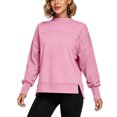 thumbnail image 6 of VBVC Women's Mock Neck Cropped Sweatshirt , Ladies' Side Slit Long Sleeve Pullover , Casual Fall Winter Tops For Women, S-3XL, 6 of 9