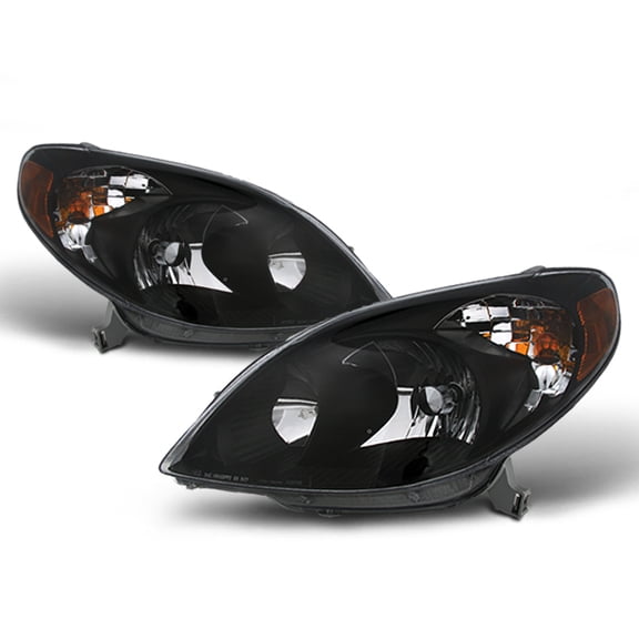 AKKON - For Toyota Matrix JDM Black Bezel OE Replacement Headlights Driver/Passenger Amber Head Lamps Pair