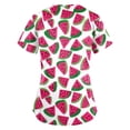 thumbnail image 5 of OIOLOYJM Scrub Tops Women Casual V-Neck Short-Sleeve Cute Print Tops Breathable Soft Stretch T Shirts Comfort Shirts with 2 Pockets Wine L, 5 of 5