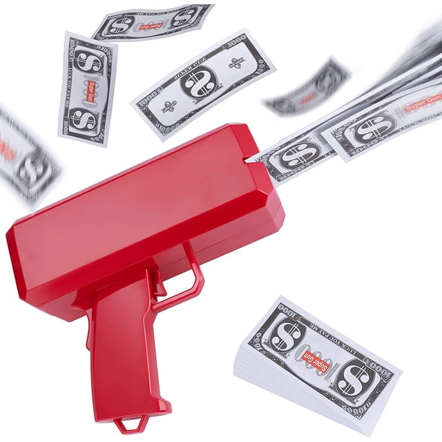 Cash Money Gun Super Gun Spray Gun Making A Cash Rain Money Toy Gun, Shooter Toy Gun Cash Fashion Money Gun Toys ,Contains 100PCS Props Money Shoot Some Fun into Your Party or Wedding