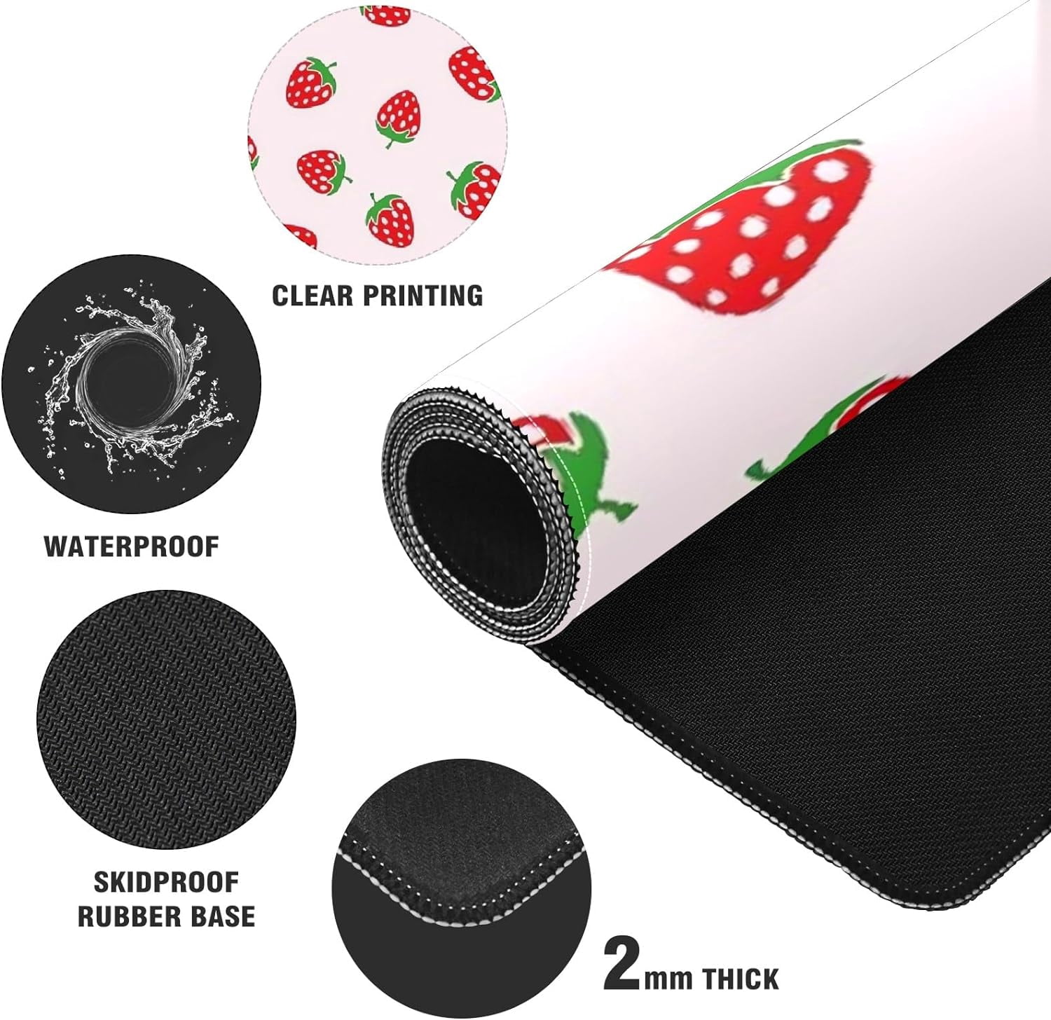Cute Pink Strawberry Desk Mat, Desk Accessory, Cute Workspace, Trendy Workspace, Trendy, 35.4x15.7in Large Gaming Mouse Pad, Cute Desk Topper, Pretty Desk Pad