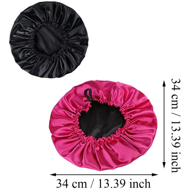 2 piezas de gorro de noche de seda, gorro de noche, gorro de satén, gorro de dormir de satén impermeable, gorro de dormir ancho de satén con cordón para el cuidado facial, baño, cocina ShuxiuWang 8390613581754
