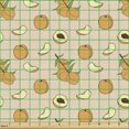 thumbnail image 2 of Fruits Fabric by the Yard Upholstery, Whole and Half Peach Images and Small Leaves in Cartoon Style on Blush Background, Decorative Fabric for DIY and Home Accents, Multicolor by Ambesonne, 2 of 5
