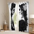 thumbnail image 3 of Homewish Rose Skeleton Black Out Curtains for Boys Girls,Gothic Style Curtains Pack of 2 (42x63 Each),Romantic Valentine's Day Bedroom Curtains,Super Cozy Room Decor, 3 of 6