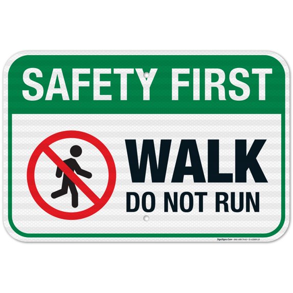 Pool Sign, Safety First Walk Do Not Run Sign,