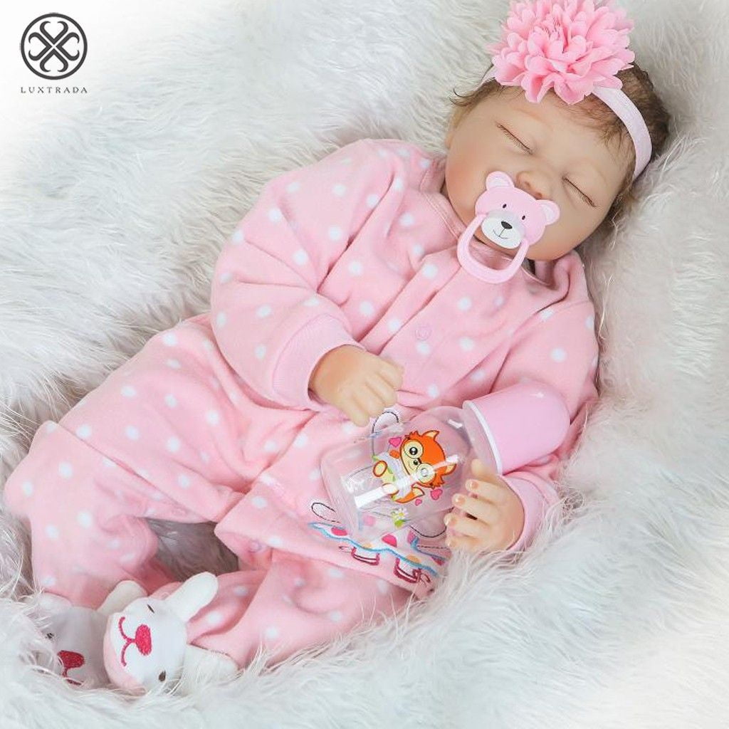 22" Sleeping Girl Dolls Lifelike Reborn Doll Baby Newborn Silicone Xmas Gifts 