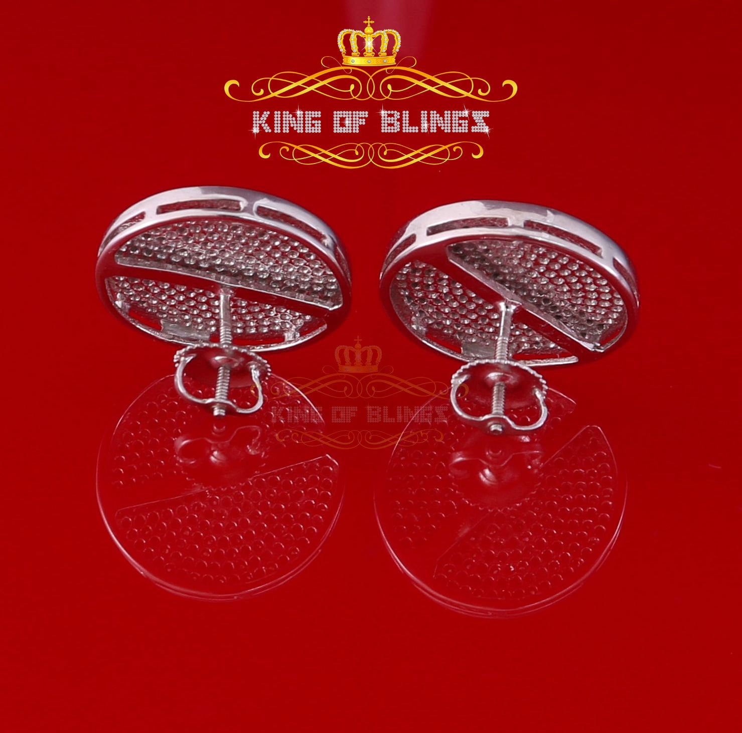 King of Bling's 0.60ct Diamond 925 Sterling Silver White Hip Hop Men's & Women's Stud Earrings