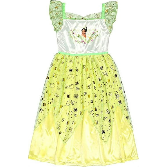 Disney Princess Tiana Fancy Deluxe Golden Foil Nightgown, Gown, Size 4T