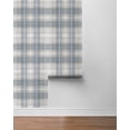 thumbnail image 6 of Stacy Garcia Home Argos Grey & Blue Crossroads Plaid Peel and Stick Wallpaper - 20.5 in. W x 10 ft. L Roll, 6 of 7