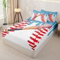 thumbnail image 3 of Homewish Donut Baseball Zipper Full Size Comforter Sets with Fitted Sheet and 2 Pillowcases, Blue Ice Cream Sprinkle Zipper Bedding Set for Girls, Polka Dots Reversible, 4pcs, 3 of 6