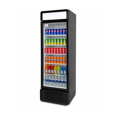 22 in W Commercial Glass Door Display Refrigerator  8.1 Cu. Ft.  LED Lighted Beverage Merchandiser Cooler  NSF Certified