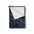 thumbnail image 2 of Botanical Soft Flannel Fleece Throw Blanket, Abstract Leaves Exotic Garden Design, Cozy Plush for Indoor and Outdoor Use, 50" x 60", Dark Night Blue Pink, by Ambesonne, 2 of 6