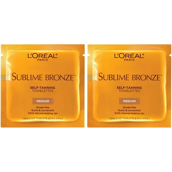 L'Oreal Paris Sublime Bronze Self-Tanning Towelettes, 6 Ct (2 pack) (Bundle)