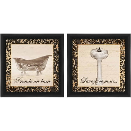 French Tub and Sink Art, Set of 2