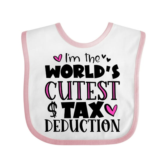 Inktastic I'm the Worlds Cutest Tax Deduction Pink Hearts Boys or Girls Baby Bib