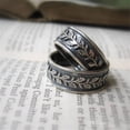 thumbnail image 2 of Vintage Silver Rings for Men and Women Retro Leaf Design Alloy Fashion Ring with Artificial Gemstone Inlay Diamond Finish Jewelry Gift for Her or Him, 2 of 5