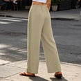 thumbnail image 6 of CBASIHI Womens Wide Leg Pants with Pockets- Lace Hollow Out Drawstring Elastic Waist High Waist Summer Flowy Palazzo Pants Beige Size S-2XL, 6 of 8