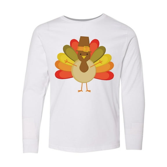 Inktastic Thanksgiving Pilgrim Turkey Holiday Long Sleeve Youth T-Shirt