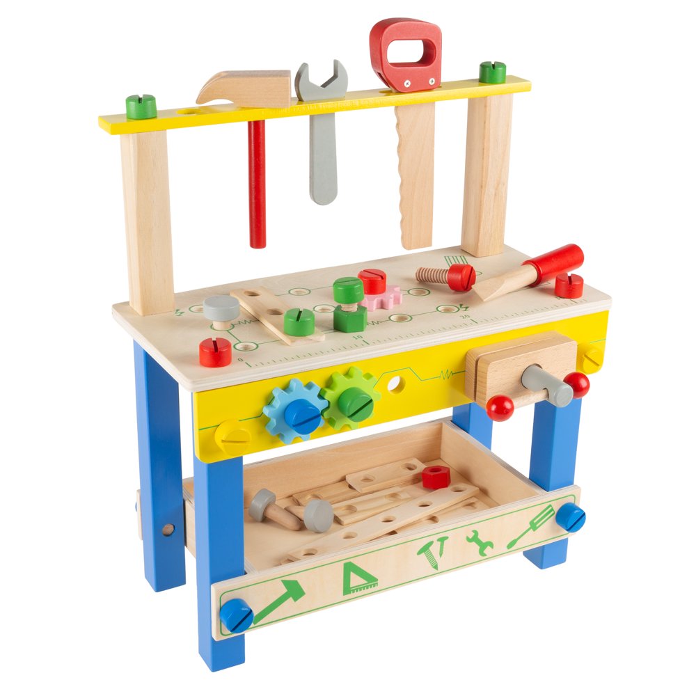 Toy Workbench Kids Tabletop Building and Tool Playset by Hey! Play!