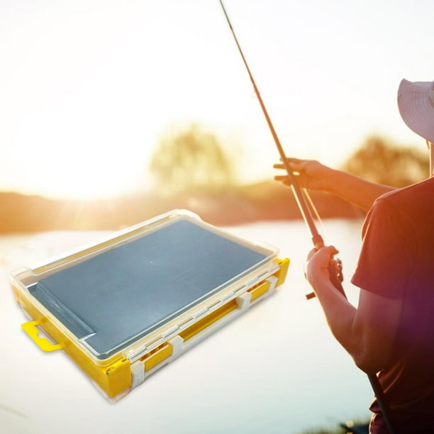 Señuelo de pesca de doble cara, anzuelos para cebo, accesorio, caja de almacenamiento, contenedor, conveniente para clasificar, alta capacidad, diseño Amarillo Grande Soledad Caja de aparejos de pesca