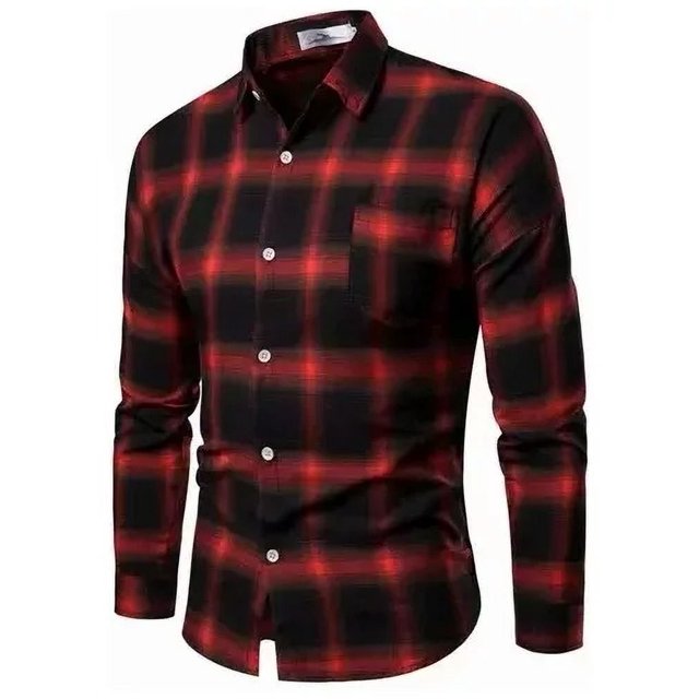 Camisa A Cuadros Informal De Manga Larga Para Hombre