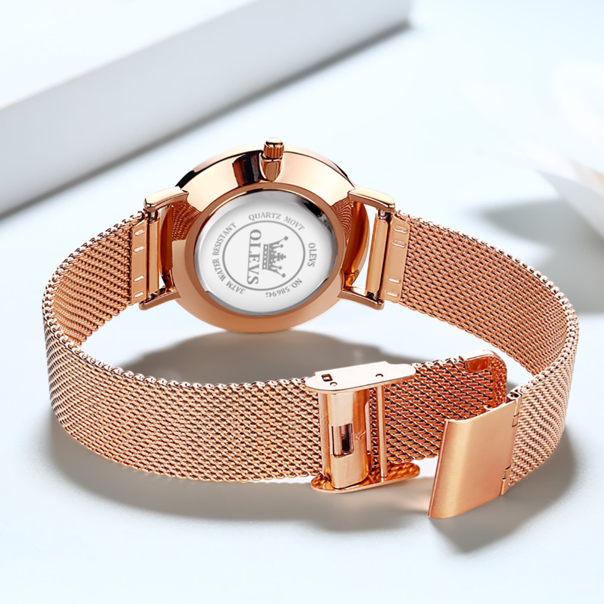 OLEVS Watches for Women Fashion Casual Analog Quartz Mesh Strap Date Ultra Thin Waterproof Luminous Ladies Wrist Watches Gifts Relojes para Mujer White/Black/Blue